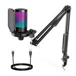 Micrófono Fifine Ampligame A6T RGB incluye Brazo – Black - Imagen 2
