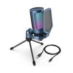 Micrófono USB Gaming RGB, FIFINE AmpliGame A6V – Blue
