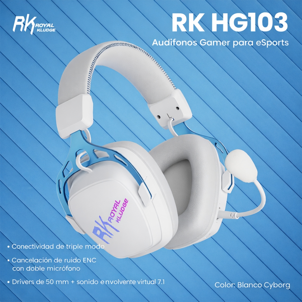 RK-HG103-INALAMBRICO-CYBORG-BLANCO.jpg AURICULAR ROYAL KLUDGE RK-HG103 INALAMBRICO CYBORG BLANCO - Imagen 1