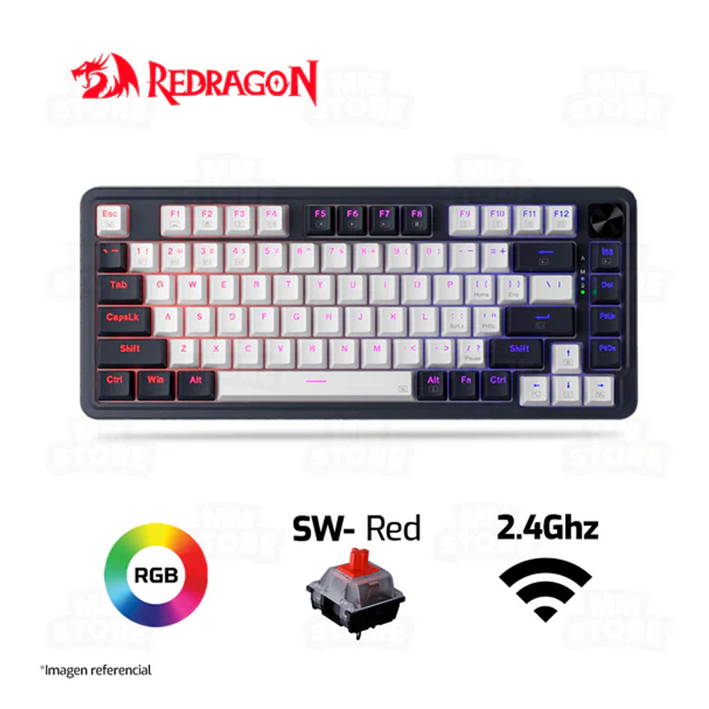ucal-pro-negro.jpg Teclado Gamer Redragon Ucal Pro Rgb Wireless Sp K673Wb WhiteBlack - Imagen 1