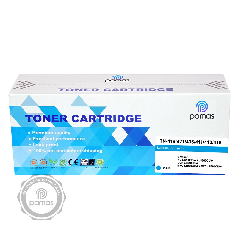 413-TONER-PAMAS-TN-419-CYAN.jpg Toner PAMAS Compatible Brother TN-419 CYAN - Imagen 1