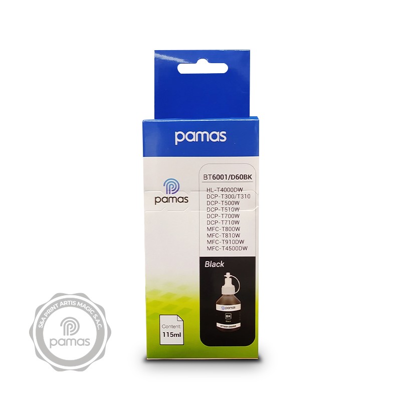 471-TINTAS-PAMAS-6001D60BK.jpg Tinta PAMAS Compatible Brother BT6001/D60BK - Black - Imagen 1