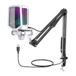 Micrófono Fifine Ampligame A6T RGB incluye Brazo - White